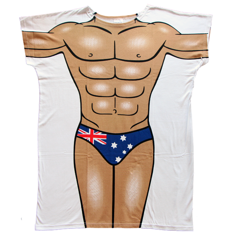 Front - Australian Flag Speedo Men's Cover Up by Body Dreams